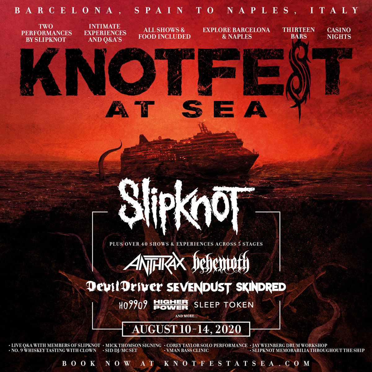 KNOTFEST AT SEA LINEUP ANNOUNCED